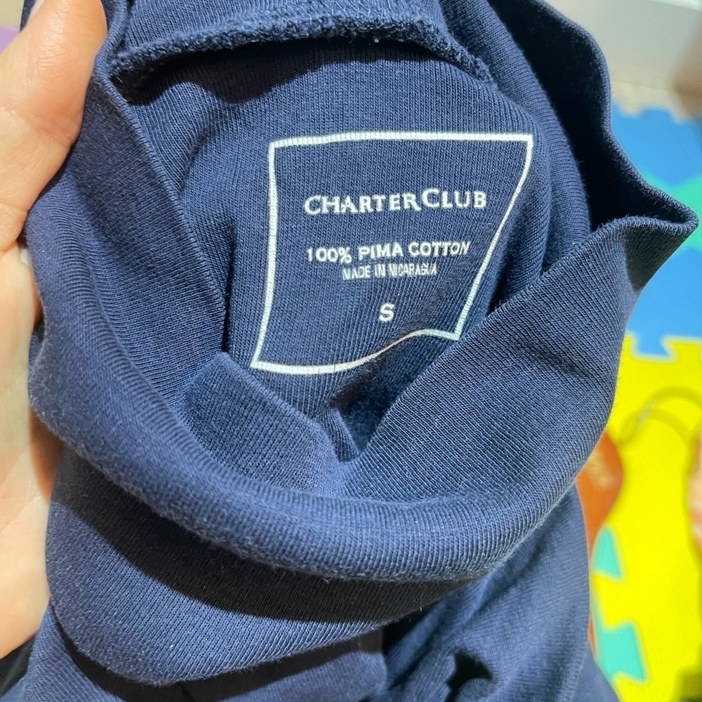 Charter Club Navy Turtleneck Top - Picture 3 of 3